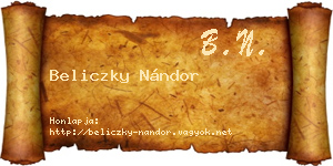 Beliczky Nándor névjegykártya